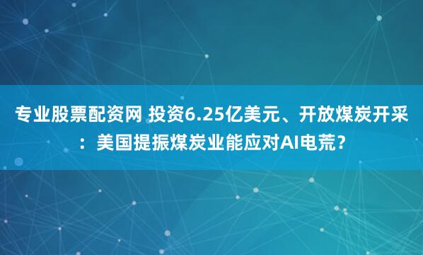 专业股票配资网 投资6.25亿美元、开放煤炭开采：美国提振煤炭业能应对AI电荒？
